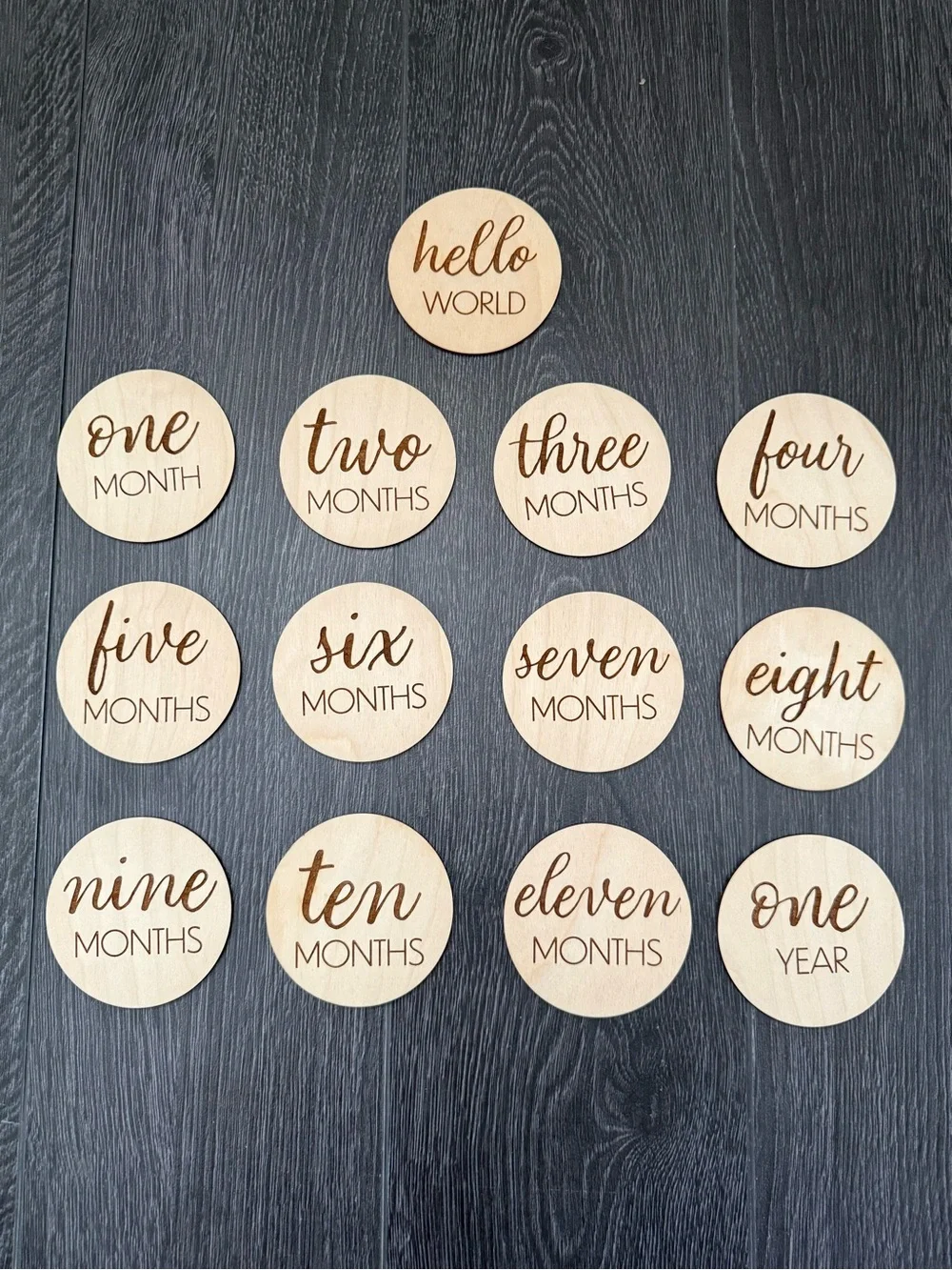 Wooden Baby Monthly Milestone Discs - Natural